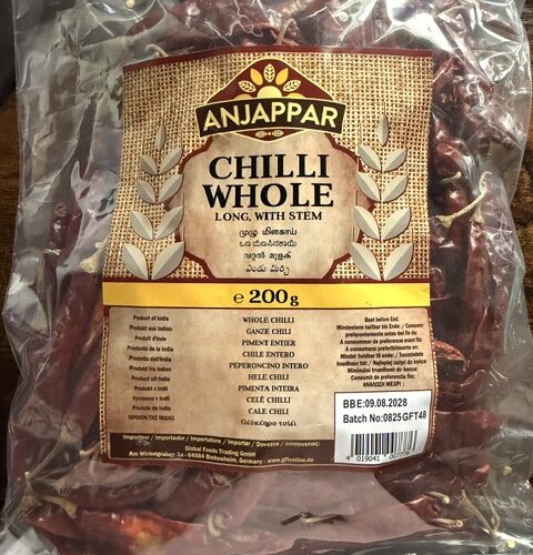 Anjappar Whole Dried Chilli (with STEM) - 200g