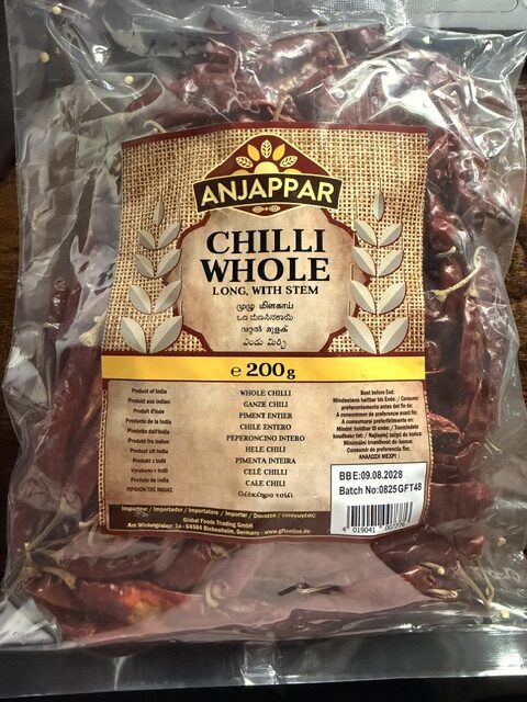 Anjappar Whole Dried Chilli (with STEM) - 200g